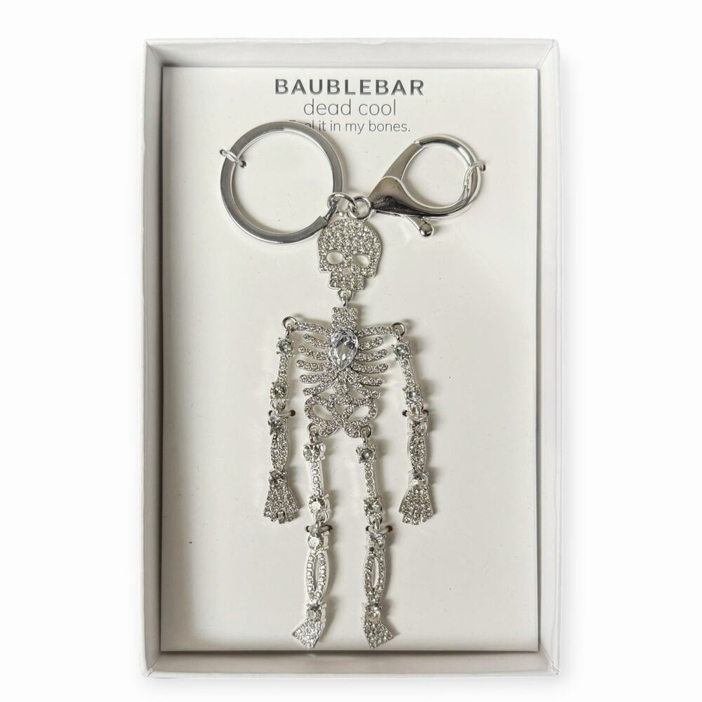 BaubleBar Dead Cool Rhinestone Skeleton Keychain Bag Charm Halloween NWT NIB